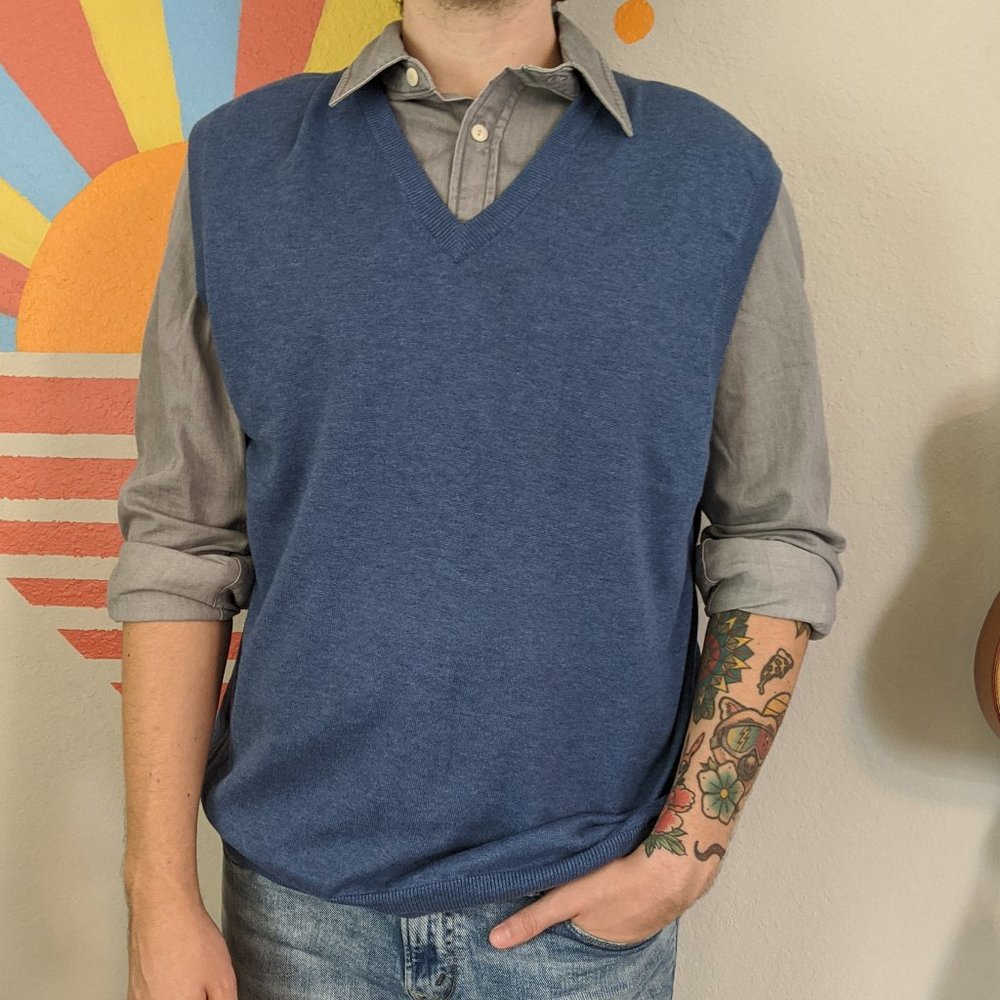 Mens Brooks Brothers Navy Blue Sweater Vest XL